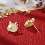 Buddha Stones 925 Sterling Silver Year of the Dragon Natural Hetian Jade Red Agate Cute Dragon Protection Success Bracelet Necklace Pendant Earrings Bracelet Necklaces & Pendants BS Dragon Earrings Hetian Jade(Prosperity♥Abundance)