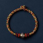 Buddha Stones 925 Sterling Silver Tibet Handmade Om Mani Padme Hum Luck Protection King Kong Knot Braided Bracelet Bracelet BS Colorful Version Multicolored 18cm