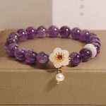 Buddha Stones Natural Amethyst White Agate Pearl Charm Balance Bracelet Bracelet BS main