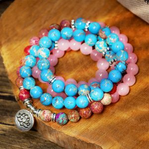 Buddha Stones Tibetan Purple Miano Real Bead Harmony Lotus Mala Mala Bracelet BS main