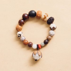 Buddha Stones Bodhi Seed Lotus Wisdom Peace Wrist Mala Bracelet Bracelet BS 14-15cm