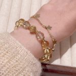 Buddha Stones Citrine Moonstone Butterfly Charm Prosperity Protection Bracelet Bracelet BS 7