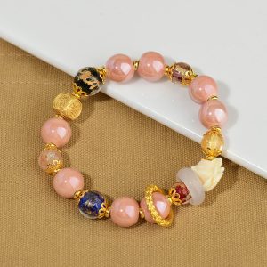 Buddha Stones Tibetan Incense Ash Liuli Glass Bead Luck Protection Nine-Tailed Fox Bracelet Bracelet BS 14-16cm