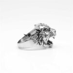 Buddha Stones Men's Animal Tiger Head Titanium Steel Balance Calm Punk Rock Biker Ring Ring BS 9