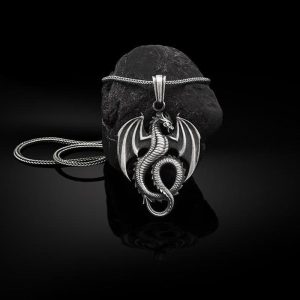 Buddha Stones Pure Tin Dragon Luck Success Necklace Pendant Necklaces & Pendants BS Dragon Pendant&Keel Chain