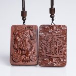 Buddha Stones Natural Lightning Struck Jujube Wood PiXiu Copper Coin Good Fortune Necklace Pendant 2