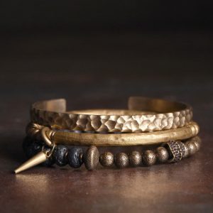 Buddha Stones Lava Rock Stone Copper Balance Cuff Bracelet Bangle Bracelet BS 18cm