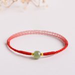 Buddha Stones Handmade Jade Lucky Bead Prosperity Braided Bracelet Bracelet BS Red(Wrist Circumference 14-20cm)