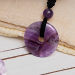 Buddha Stones Lucky Coin Pendant Healing Crystal Gemstone Necklace Necklaces & Pendants BS Amethyst