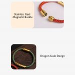 Buddha Stones Handmade 999 Sterling Silver Om Mani Padme Hum Protection Dragon Scale Braided Magnetic Buckle Bracelet Bracelet BS 5