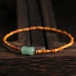 Buddha Stones Natural Olive Pit Green Aventurine Bamboo Pattern Luck Bracelet Bracelet BS 4