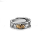 Buddha Stones PiXiu Om Mani Padme Hum Heart Sutra Luck Wealth Couple Ring Ring BS Gold 6.2mm