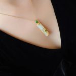 Buddha Stones White Jade Cyan Jade Bamboo Protection Necklace Pendant Necklaces & Pendants BS 4
