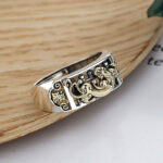 Buddha Stones 925 Sterling Silver PiXiu Luck Wealth Adjustable Ring Ring BS 5