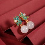 Buddha Stones White Jade 925 Sterling Silver Pearl Flower Blessing Necklace Pendant Ring Earrings Bracelet Necklaces & Pendants BS 14