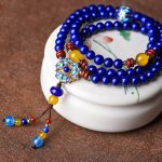 Buddha Stones Lazurite Yellow Agate Positive Bracelet Mala Bracelet BS 4