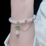 Buddha Stones Tianshan White Jade Bamboo Pattern Luck Blessing Bracelet 6