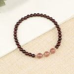 Buddha Stones Natural Garnet Strawberry Quartz Calm Bracelet Bracelet BS Three Strawberry Quartz&Garnet 18cm