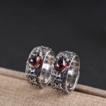 Buddha Stones Genstone PiXiu Feng Shui Frog Vajra Dorje Heart Sutra Wealth Adjustable Ring Ring BS 3