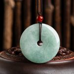 Buddha Stones Round Jade Peace Buckle Peony Flower Abundance Necklace Pendant Necklaces & Pendants BS 6