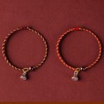 Buddha Stones Handcrafted Red Gold Rope Lotus Peace And Joy Charm Braid Bracelet Bracelet BS 16