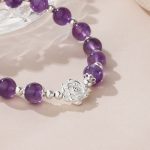 Buddha Stones 925 Sterling Silver Natural Amethyst Lotus Spiritual Bracelet Bracelet BS 4