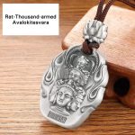 Buddha Stones Chinese Zodiac Natal Buddha Om Mani Padme Hum Lotus Compassion Necklace Pendant Necklaces & Pendants BS Rat-Thousand-armed Avalokitesvara