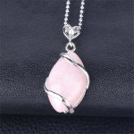 Buddha Stones Marquise Pattern Natural Crystal Stone Charm Necklace Pendant Necklaces & Pendants BS Rose Quartz