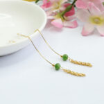 Buddha Stones 925 Sterling Silver Natural Hetian Cyan Jade Bead Luck Phoenix Tail Drop Earrings Earrings BS 11