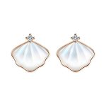 Buddha Stones 925 Sterling Silver Tridacna Stone Shell Blessing Necklace Pendant Bracelet Earrings Jewelry Set Bracelet Necklaces & Pendants BS Rose Gold Earrings