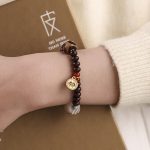 Buddha Stones Natural Tibet Purple Bodhi Seed Dzi Bead God of Wealth Wisdom Bracelet Bracelet BS 11