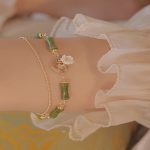 Buddha Stones 14k Gold Plated Copper Peridot Bamboo Flower Wealth Double Layer Bracelet 7