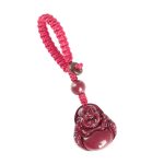 Buddha Stones Laughing Buddha Cinnabar Blessing Necklace Pendant Phone Hanging Decoration Key Chain Necklaces & Pendants BS 10