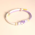 Buddha Stones Two-Color Rope Handcrafted Eight Thread Peace Knot Luck Connection Bracelet Bracelet BS White&Purple 15-17cm