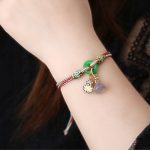 Buddha Stones Colorful Rope Chalcedony Lotus Jade Peace Buckle Harmony Gourd Charm Bracelet Bracelet BS 8