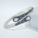 Buddha Stones Zircon Water Drop Pattern Healing Cuff Bracelet Bangle Bracelet Bangle BS White Zircon