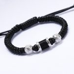 Buddha Stones 999 Sterling Silver Copper Coin Bead Copper Balance Braided String Bracelet Bracelet BS Black