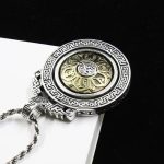 Buddha Stones Tibetan Om Mani Padme Hum Double Dorje Vajra Rotatable Purity Peace Necklace Pendant Necklaces & Pendants BS 1