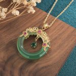 Buddha Stones Natural Round Cyan Jade Healing Necklace Pendant Necklaces & Pendants BS 2