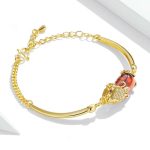 Buddha Stones FengShui Golden Red Agate PiXiu Wealth Luck Bracelet Bracelet BS 4
