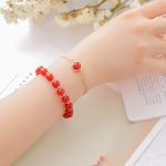 Buddha Stones Sun Stone Strawberry Quartz Crystal Positive Bracelet Bracelet BS Red Agate
