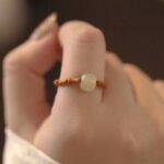 Buddha Stones Hetian Jade Beaded Bamboo Prosperity Luck Ring Ring BS 3