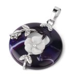Buddha Stones Various Crystal Amethyst Green Aventurine Flower Healing Necklace Pendant Necklaces & Pendants BS Purple Veins Agate