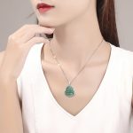 Buddha Stones 925 Sterling Silver Laughing Buddha Jade Abundance Necklace Chain Pendant Necklaces & Pendants BS 2