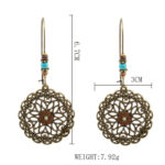 Buddha Stones Round Flower Design Luck Dangle Drop Earrings Earrings BS 8