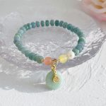 Buddha Stones Natural Hetian Jade Pearl Peace Buckle Fu Character Gourd Money Bag Strawberry Quartz PiXiu Luck Bracelet Bracelet BS 2