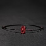 Buddha Stones Handmade Plum Blossom Four Leaf Clover PiXiu Lotus Koi Fish Cinnabar Blessing Braid Bracelet Bracelet BS Black(Wrist Circumference 14-19cm) Lotus