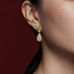 Buddha Stones Water Drop White Jade Red Agate Butterfly Protection Drop Dangle Earrings Earrings BS 8