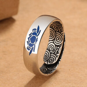 Buddha Stones Tibetan Blue Lotus Auspicious Clouds Copper Enlightenment Ring Ring BS Lotus Auspicious Clouds Ring