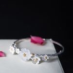 Buddha Stones 925 Sterling Silver Plum Flower Blessing Bracelet Adjustable Bangle Bracelet BS 4